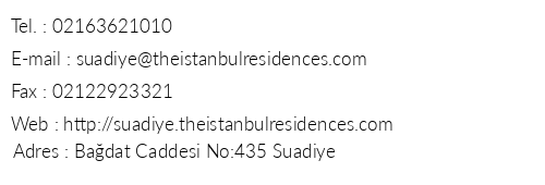 The Suadiye Residence telefon numaralar, faks, e-mail, posta adresi ve iletiim bilgileri